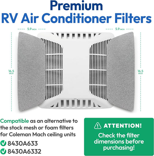 Premium RV AC Filter for Coleman Mach β 6"x16" Triple-Stage Replacement (2-Pack)