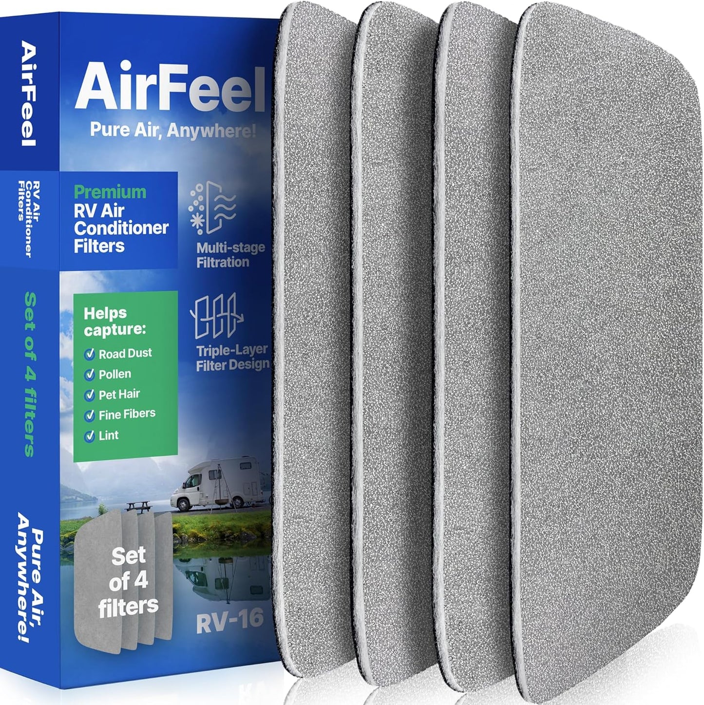 RV AC Filter 6" x 16" – Triple-Stage Replacement for Coleman Mach 8430 & 8630 Ceiling Units (4-Pack)