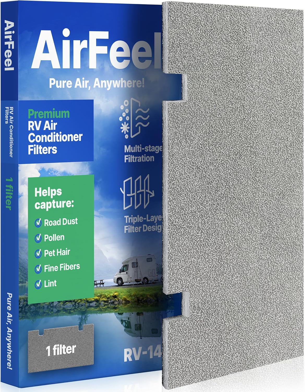 RV AC Filter 7.5" x 14" – Triple-Stage Replacement for Dometic Duo-Therm 3313107.103 & 3105012.003 (1-Pack)