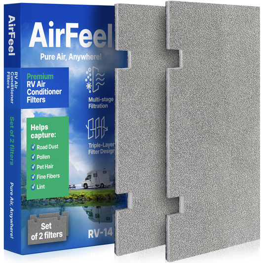 Premium RV AC Filter Replacement - Triple-Stage Air Filters for Dometic Duo Therm Air Conditioner - 7.5"x14" AC Filters for Camper, Motorhome, Travel Trailer, RV Fifth Wheel Must Haves Parts (2Filter)