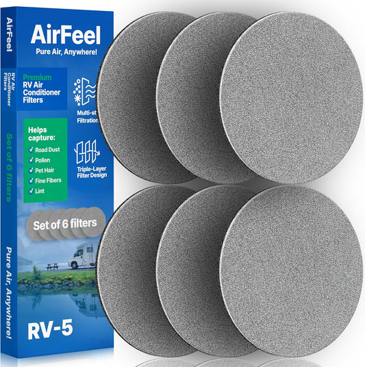 RV Air Vent Filter Inserts 5.25" – Round AC Duct Replacement Filters for 6-7/8" RV Intake Vent Grilles (6-Pack)