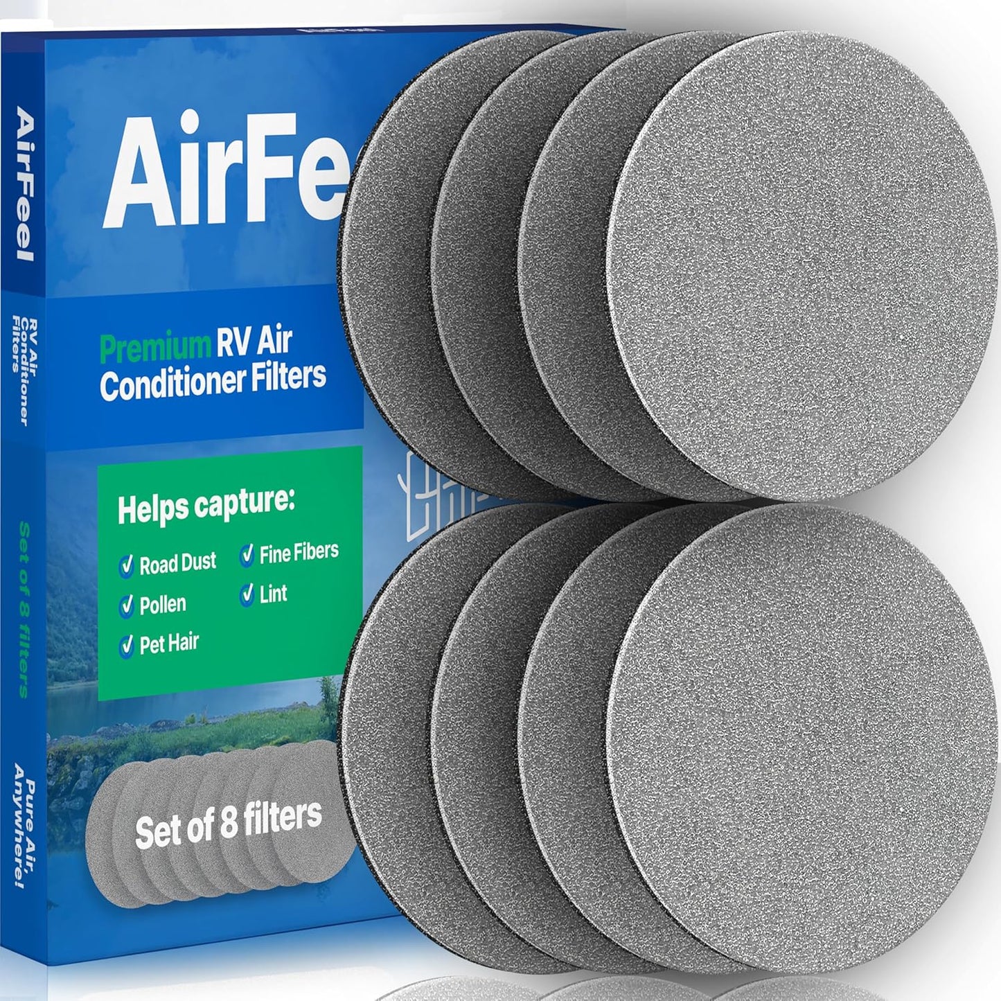 RV Air Vent Filter Inserts 5.25" – Round AC Duct Replacement Filters for 6-7/8" RV Intake Vent Grilles (8-Pack)