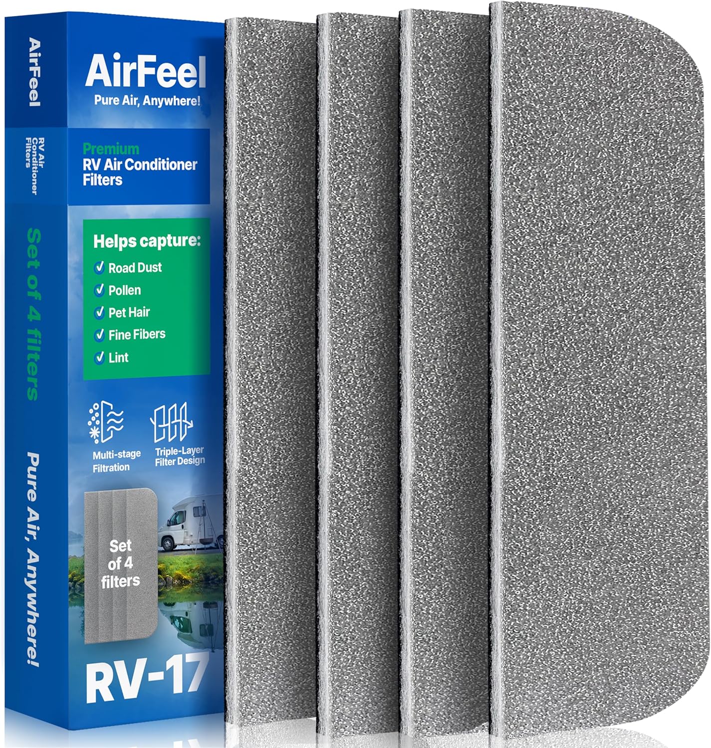 RV AC Filter 4" x 16" – Triple-Stage Replacement for Coleman Mach 9430 & 9630 Ceiling Units (4-Pack)
