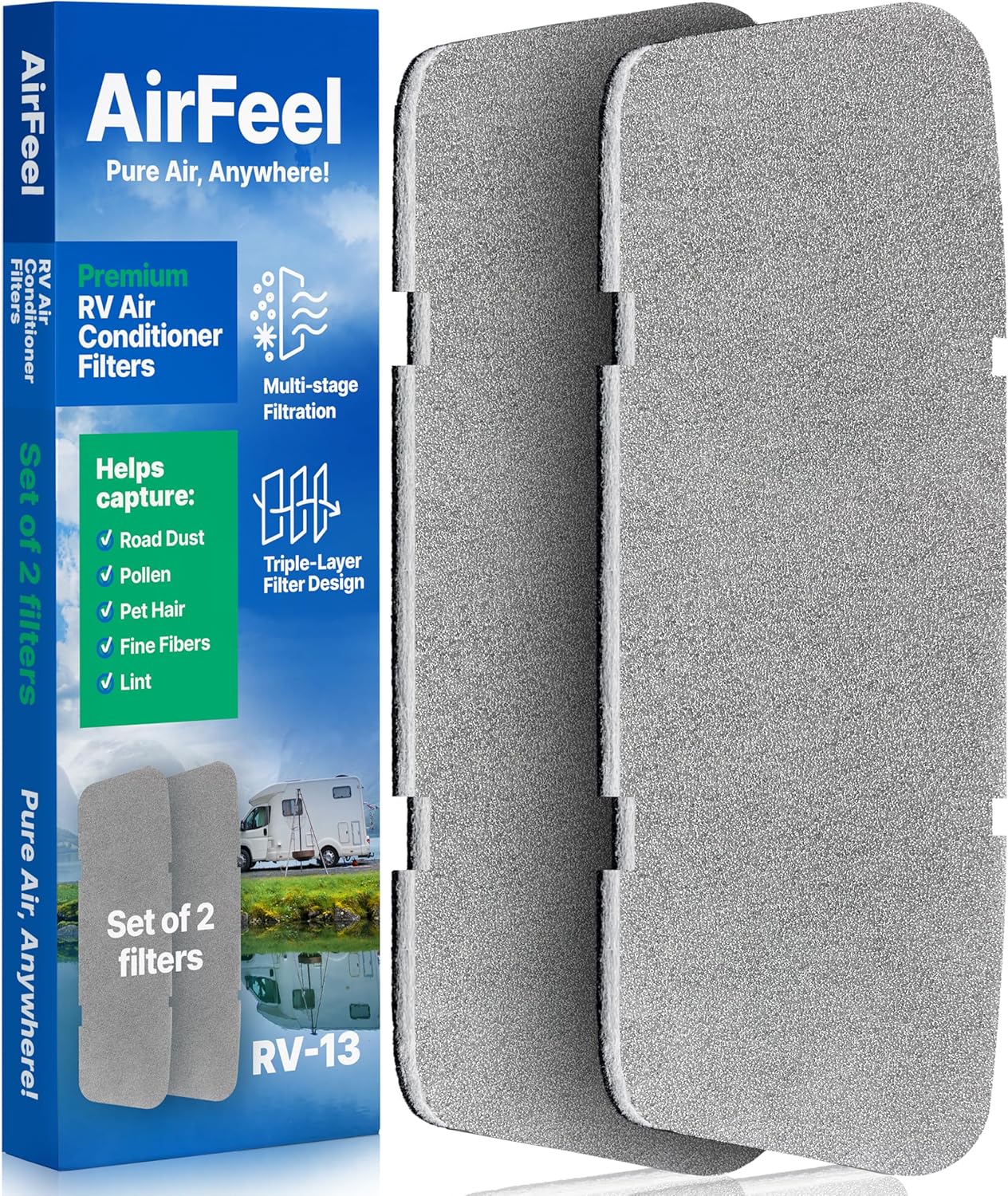 RV AC Filter 5.3" x 16.3" – Triple-Stage Replacement for Dometic Duo-Therm 3315333.003 (2-Pack)
